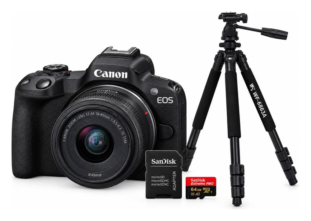 Canon EOS R50 con trípode